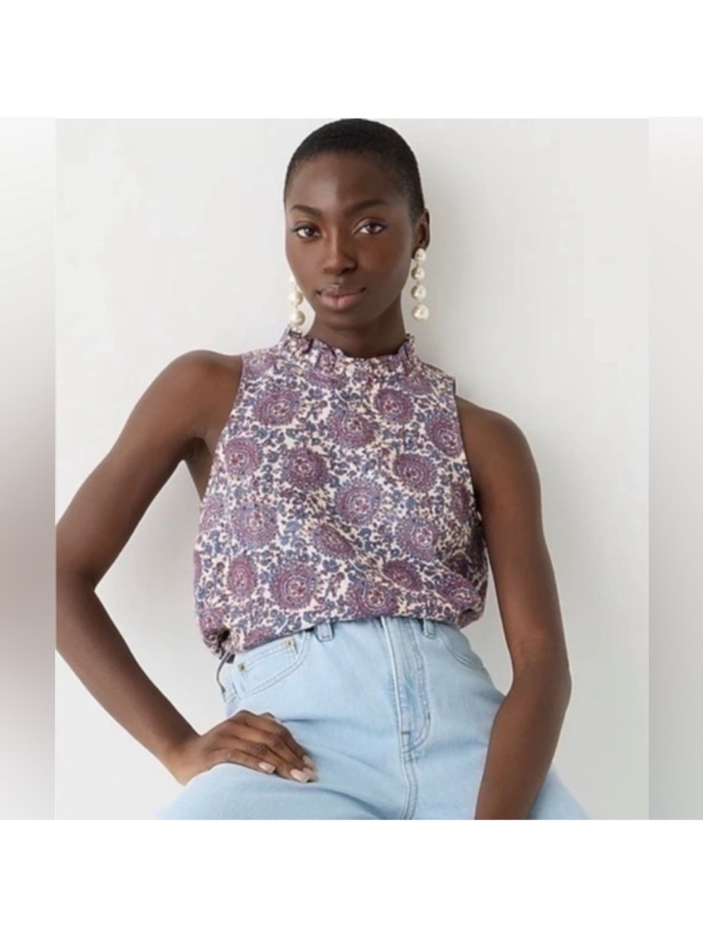 J. Crew Fleur Top in Floral Linen | Size L | NWT